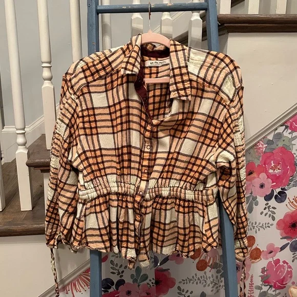 Free People Pacific Dawn Plaid Blouse - Picture 2 of 5